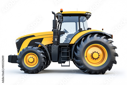 tractor with blank side mock up on white background