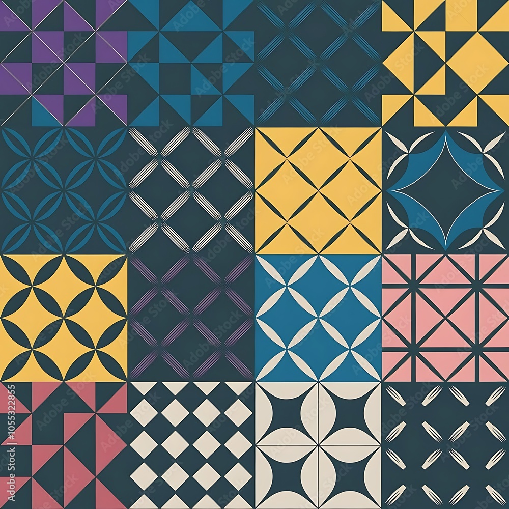 Fototapeta premium 10 Dark geometric seamless patterns eps10