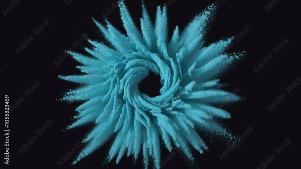 Fototapeta premium Abstract Turquoise Powder Explosion on Black Background