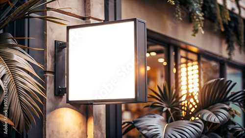 Blank Signboard Mockup on Brick Wall.