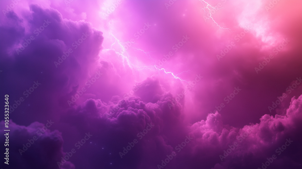 Lightning in the purple and pink clouds, fantastic sky background Lightning in the purple and pink clouds, fantastic sky background