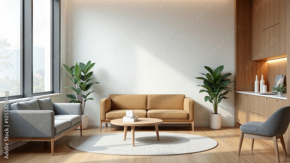 Fototapeta premium Contemporary Minimalist Dental Waiting Room with Cozy Elements