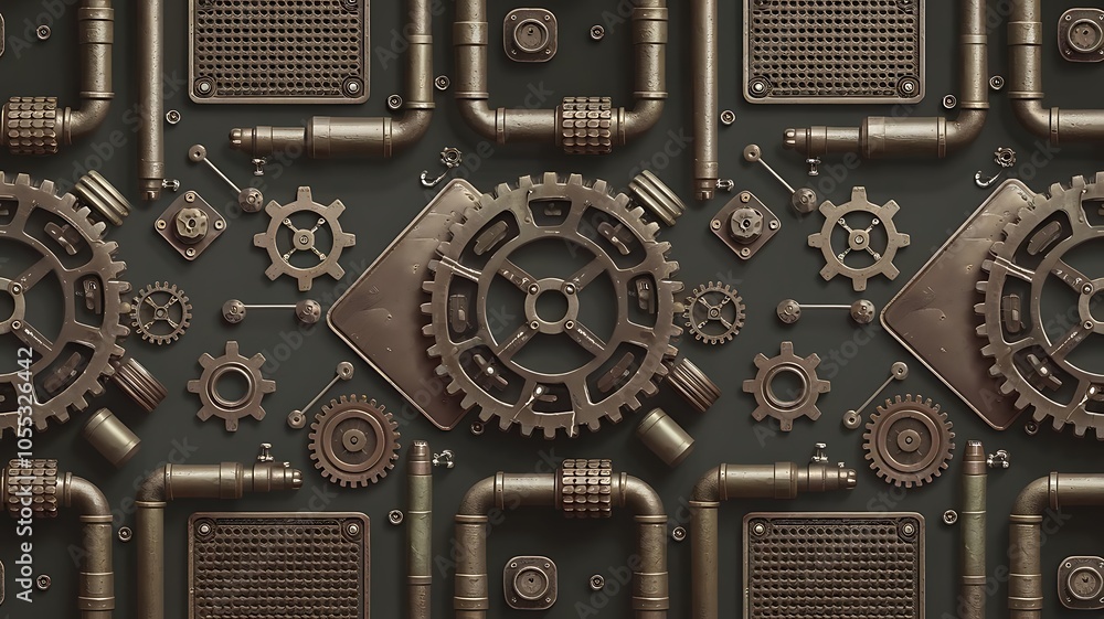 Fototapeta premium 3d industrial seamless pattern vector illustration