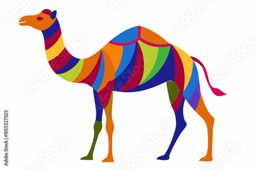 African Camel Silhouette Vector Illustration on White Background