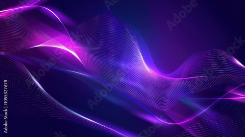 Abstract Purple and Blue Waves with Glowing Lines