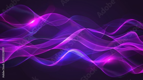 Abstract Purple and Blue Waves on Dark Background