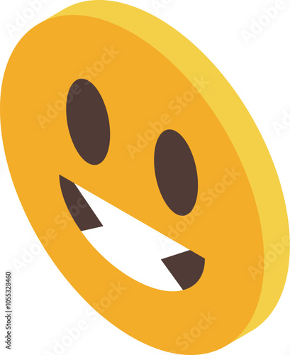 Yellow grinning squinting face emoticon with a wide, toothy smile, conveying happiness, excitement, or pure joy