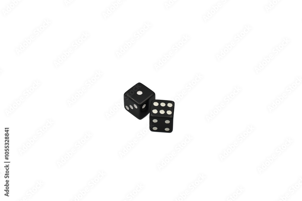 Black casino dice with white numbers. Black casino dice with white numbers.