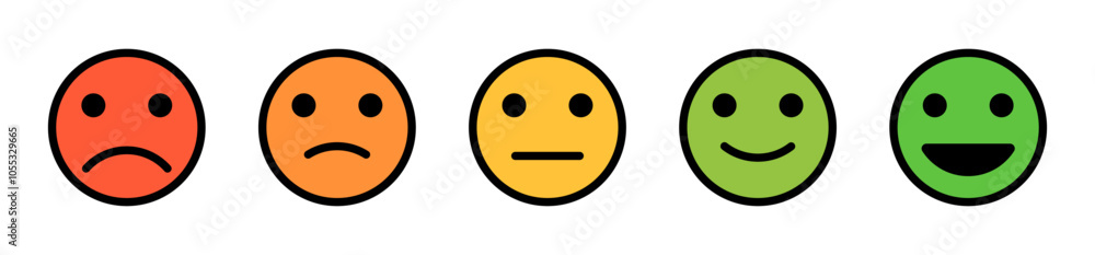 Fototapeta premium Colored Emoji Faces Showing Satisfaction Levels