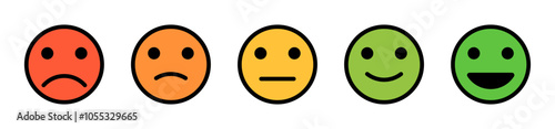 Colored Emoji Faces Showing Satisfaction Levels