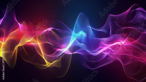 Abstract Neon Wave with Colorful Lines