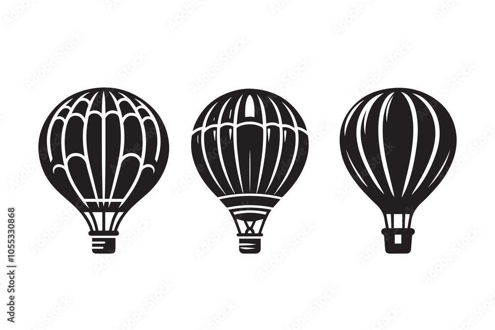 Naklejka premium Hot Air Balloon Silhouette Illustration