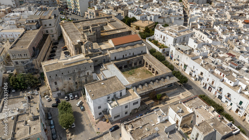 Aerial view of the Maria Santissima Annunziata (Most Holy Annunciation) church located in Ostuni in the province of Brindisi, in Puglia, Italy. 