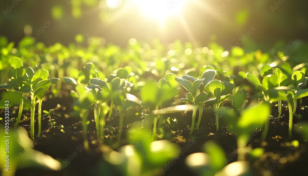 Close-up of Green Seedlings in Sunlight Close-up of Green Seedlings in Sunlight