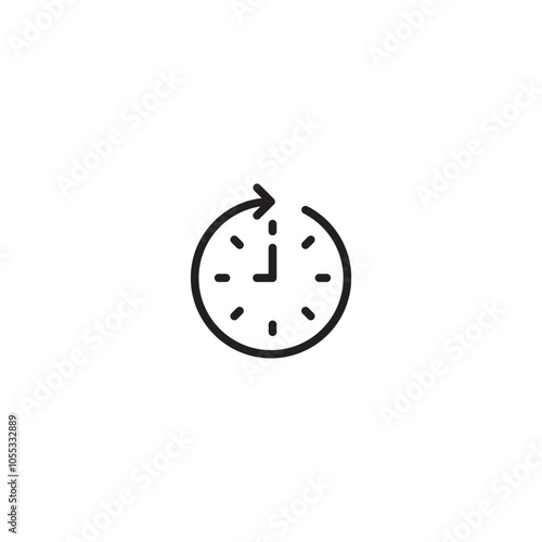 Clock with an arrow pointing forward. Symbol of time passing and moving forward. Time as a continuous and forward-moving process. Editable icon.