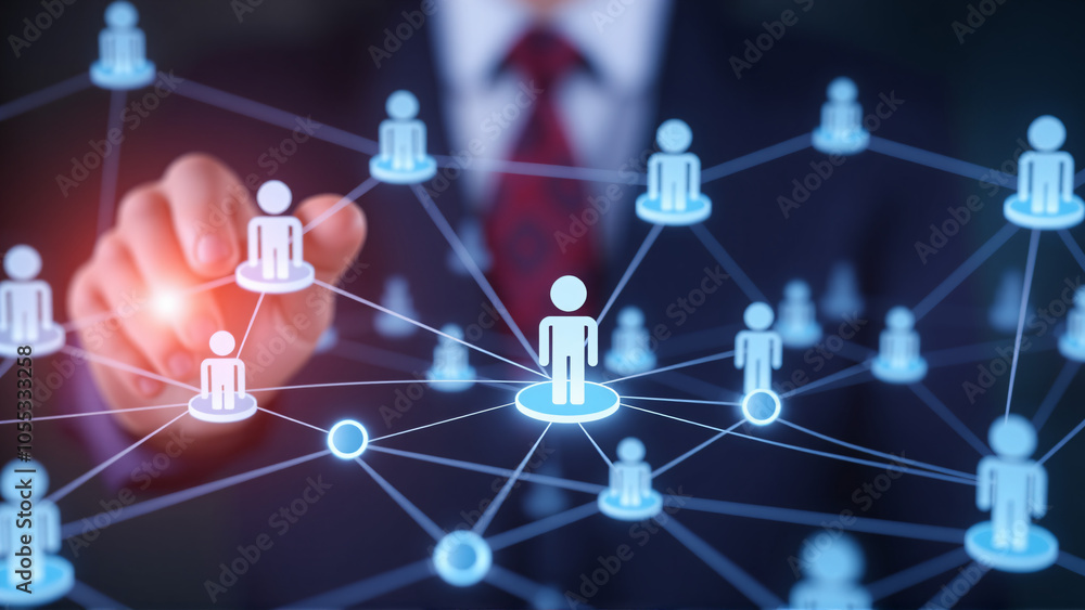 Digital network, illustrating interconnected users, representing social media interactions Digital network, illustrating interconnected users, representing social media interactions