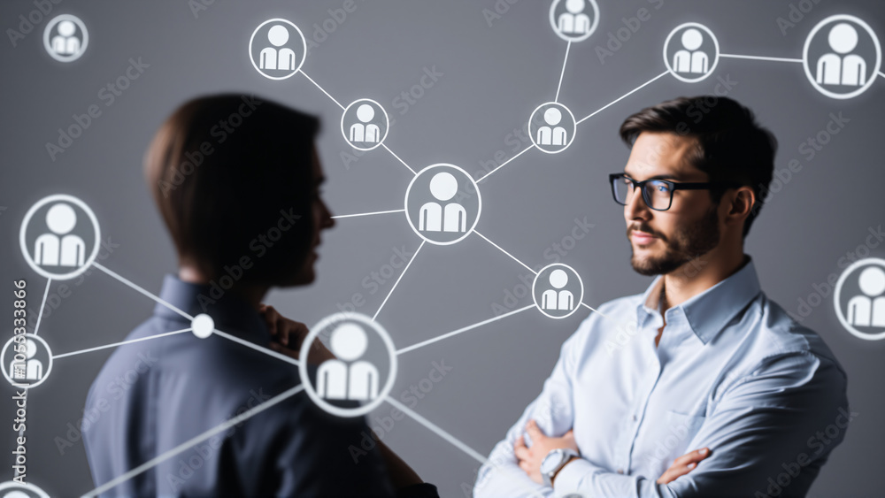 Digital network, illustrating interconnected users, representing social media interactions Digital network, illustrating interconnected users, representing social media interactions