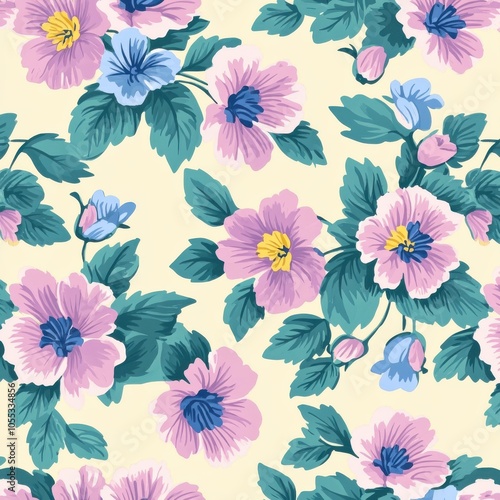 Wallpaper Mural seamless background with flowers Torontodigital.ca
