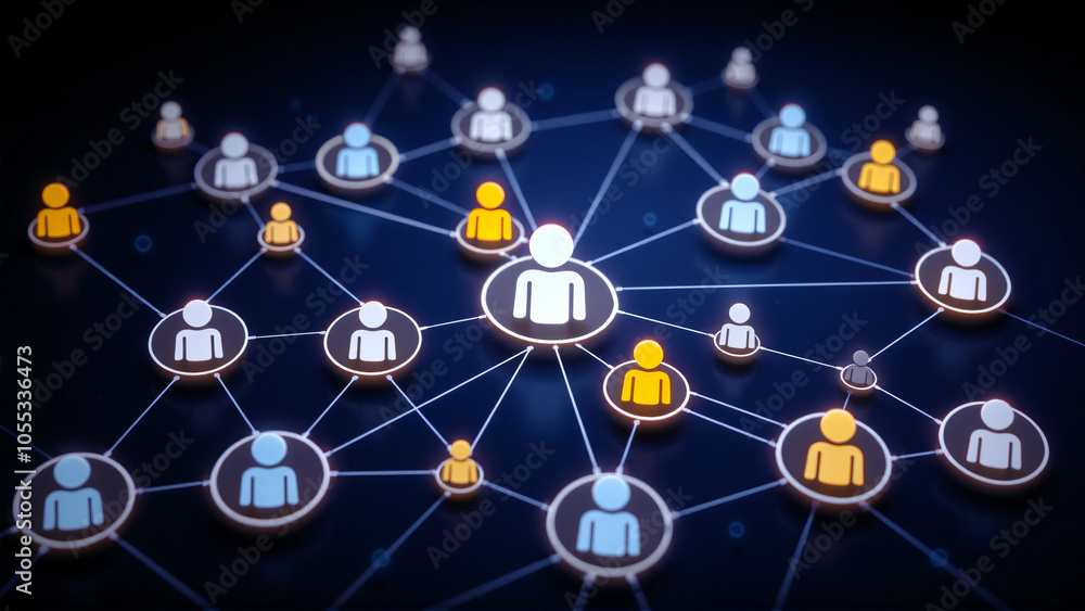 Digital network, illustrating interconnected users, representing social media interactions Digital network, illustrating interconnected users, representing social media interactions