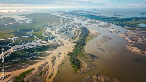 Aerial View of a River Delta