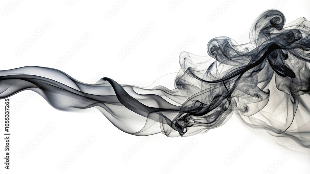 Abstract elegant black smoke trail isolated on white background smoky texture tilted angle Abstract elegant black smoke trail isolated on white background smoky texture tilted angle