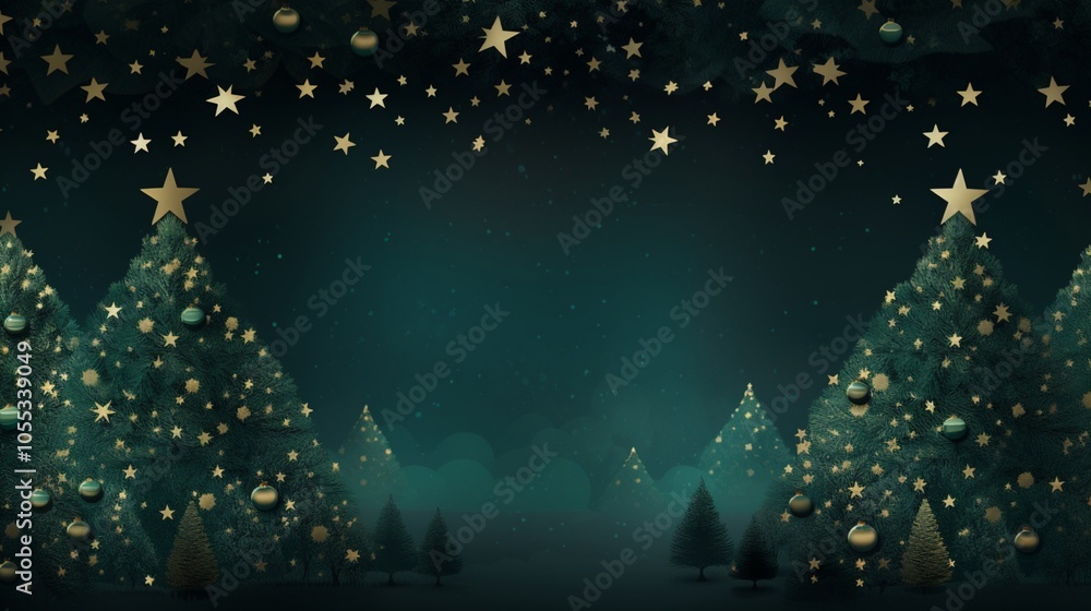 Naklejka premium Christmas tree and stars