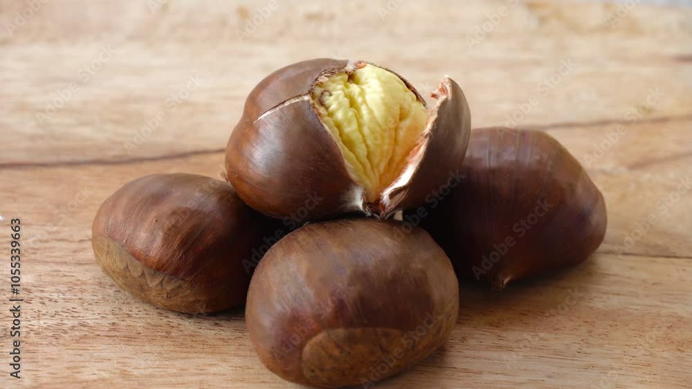 Freshly harvested chestnut from the forest on the table.
Freshly harvested chestnut from the forest on the table.