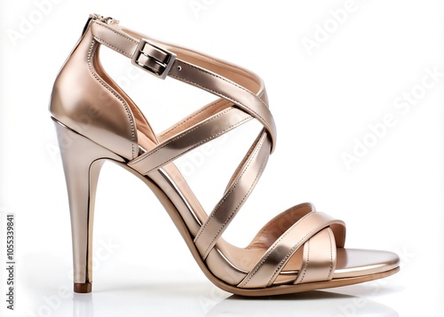 toe ankle strap shoe cross high heels photo