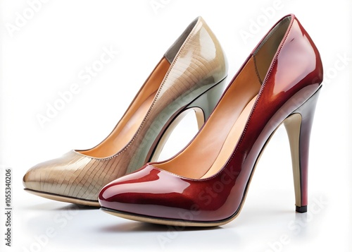 a two different pair of female shoes high heeled shoes