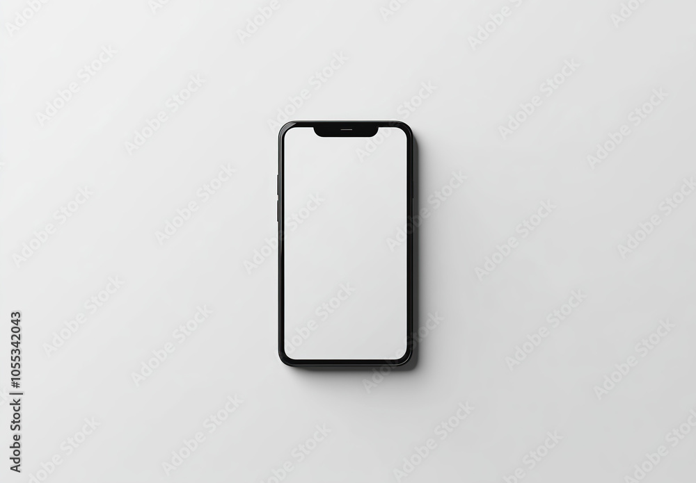 Flat Lay of a Smartphone with a Blank Screen on Contrasting Background Flat Lay of a Smartphone with a Blank Screen on Contrasting Background