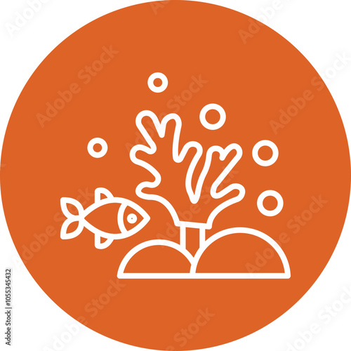 Coral Fish line circle icon