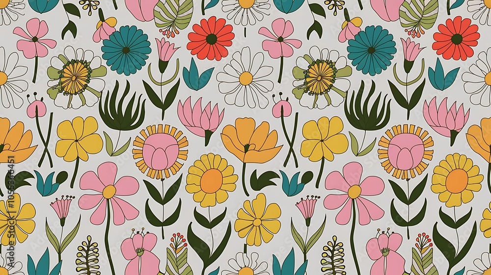 Modern floral with flowers print. Seamless pattern. Hand drawn style. Modern floral with flowers print. Seamless pattern. Hand drawn style.