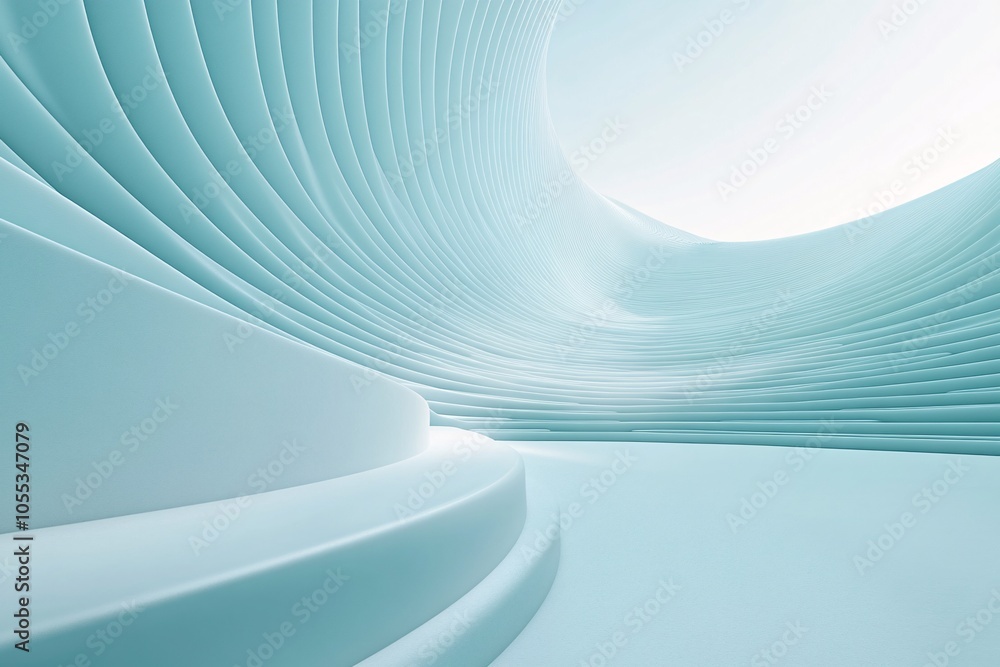 Naklejka premium Abstract Architectural Design: Curved Lines and Geometric Shapes