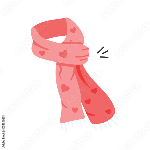 Here is a hand drawn icon of fashion scarf in modern style