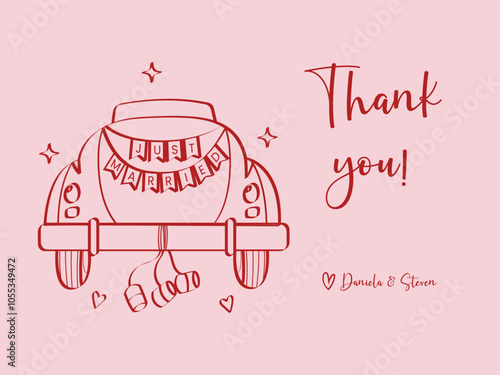 Thank you Wedding card Vector Illustration