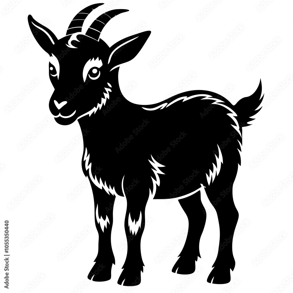 Fototapeta premium Pygmy Goat Silhouette vector illustration on a white background