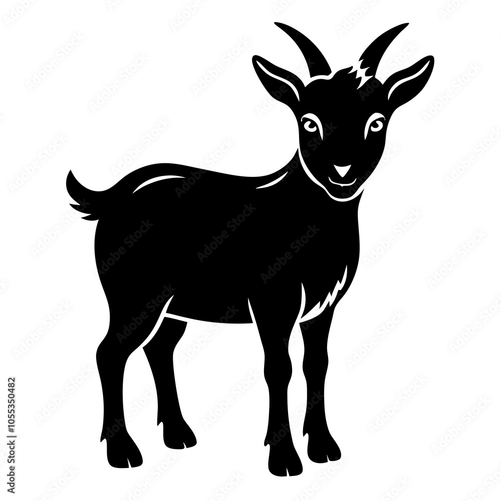 Pygmy Goat Silhouette vector illustration on a white background Pygmy Goat Silhouette vector illustration on a white background