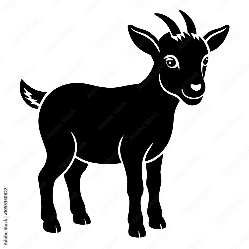 Pygmy Goat Silhouette vector illustration on a white background Pygmy Goat Silhouette vector illustration on a white background