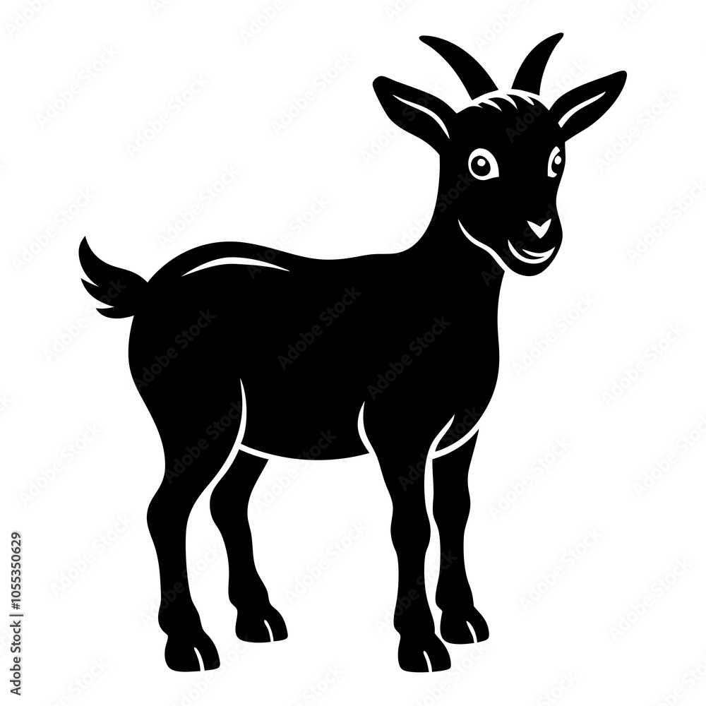 Pygmy Goat Silhouette vector illustration on a white background Pygmy Goat Silhouette vector illustration on a white background