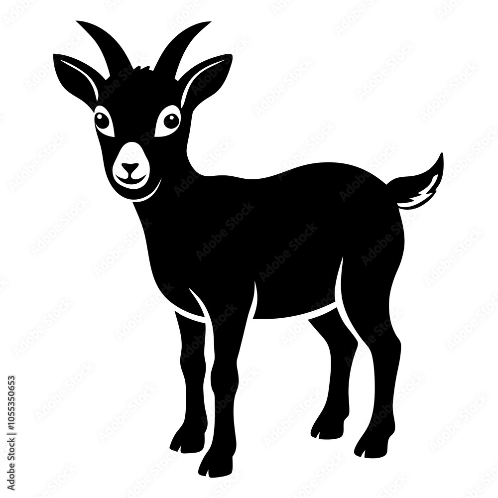 Pygmy Goat Silhouette vector illustration on a white background Pygmy Goat Silhouette vector illustration on a white background