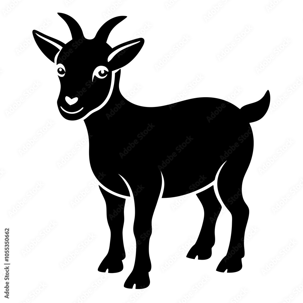 Pygmy Goat Silhouette vector illustration on a white background