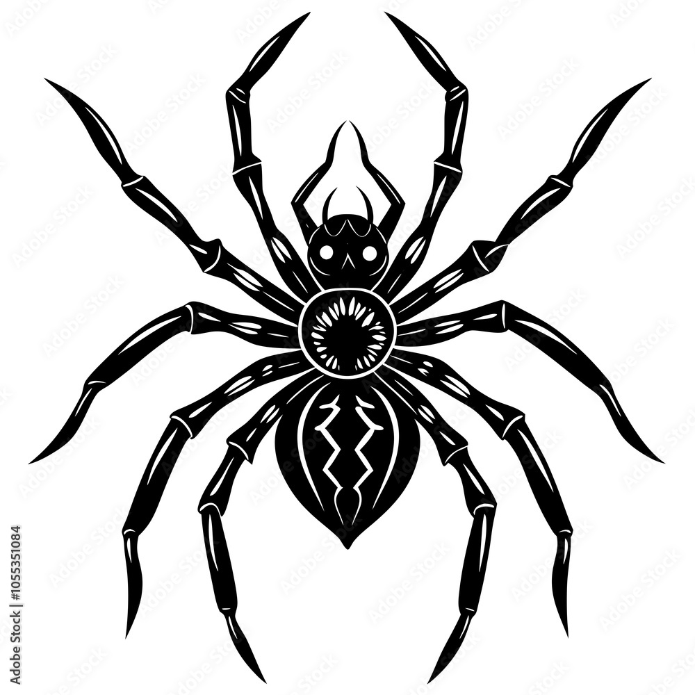 Spider Silhouette vector illustration on a white background Spider Silhouette vector illustration on a white background