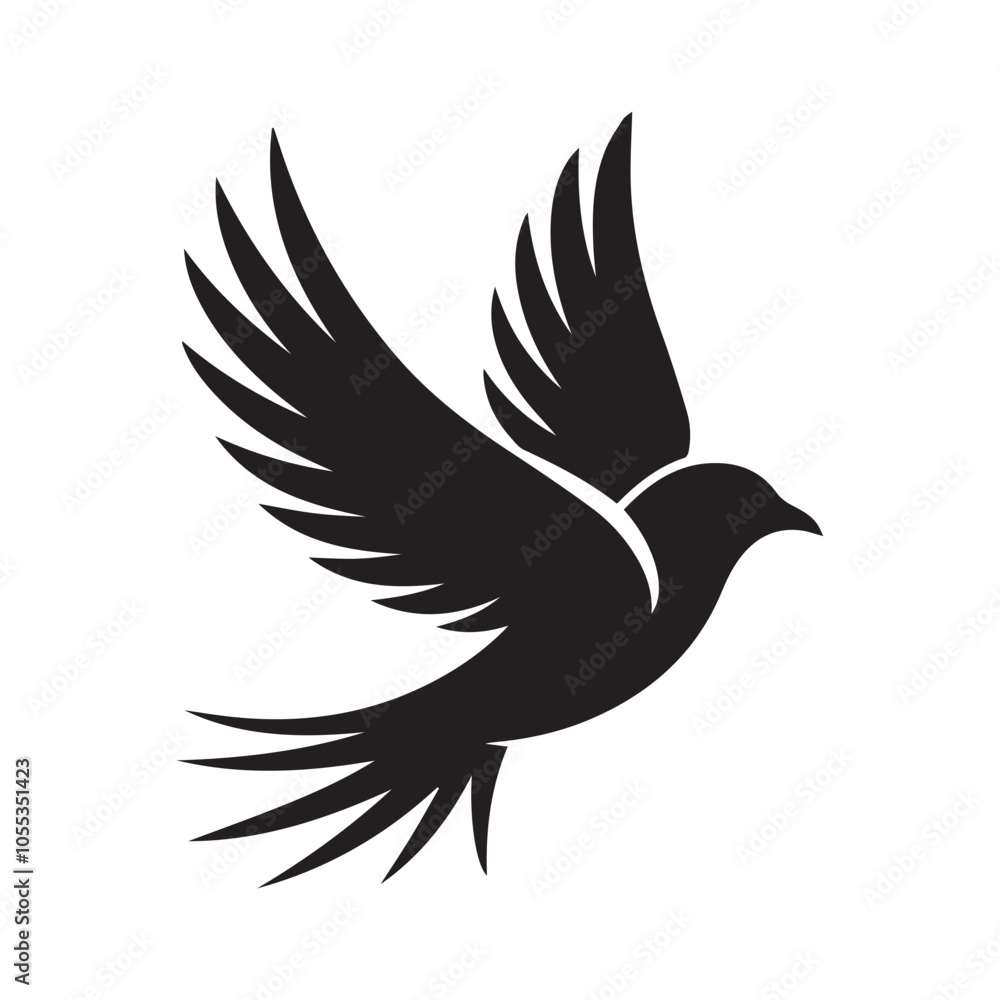 Fototapeta premium silhouettes of birds, eagle, eagle silhouette design, eagle black and white illustration, animal silhouette, eagle silhouette