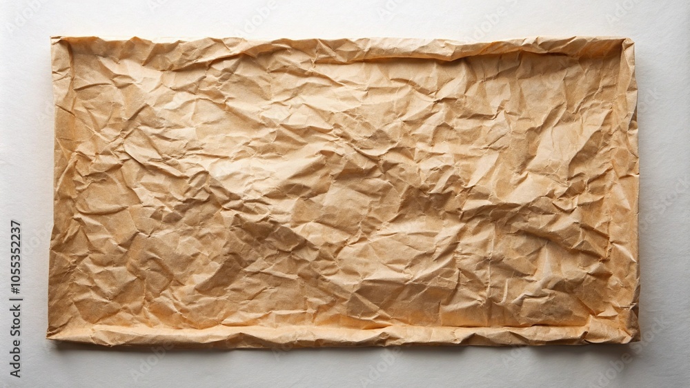 Crumpled paper texture with scattered creases and folds in a rectangular shape, paper folds, wrinkled Crumpled paper texture with scattered creases and folds in a rectangular shape, paper folds, wrinkled