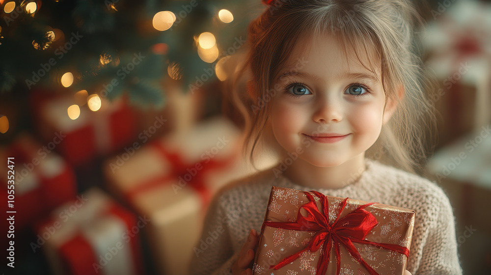 little girl with gift little girl with gift