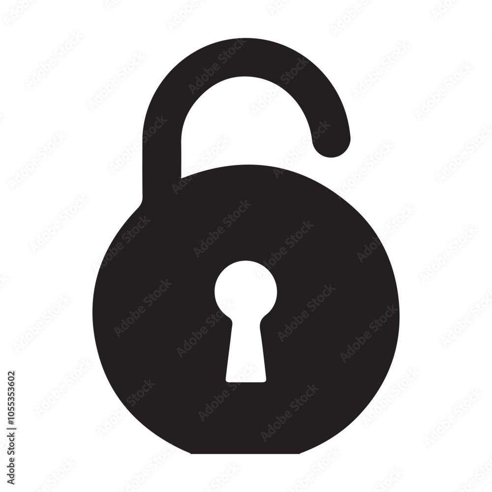 Black padlock flat icon, Black lock icon, on the white background, lock and unlock position with the key, Vector Black padlock flat icon, Black lock icon, on the white background, lock and unlock position with the key, Vector