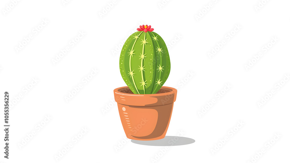 Simple cactus in a pot illustration. Generative AI Simple cactus in a pot illustration. Generative AI