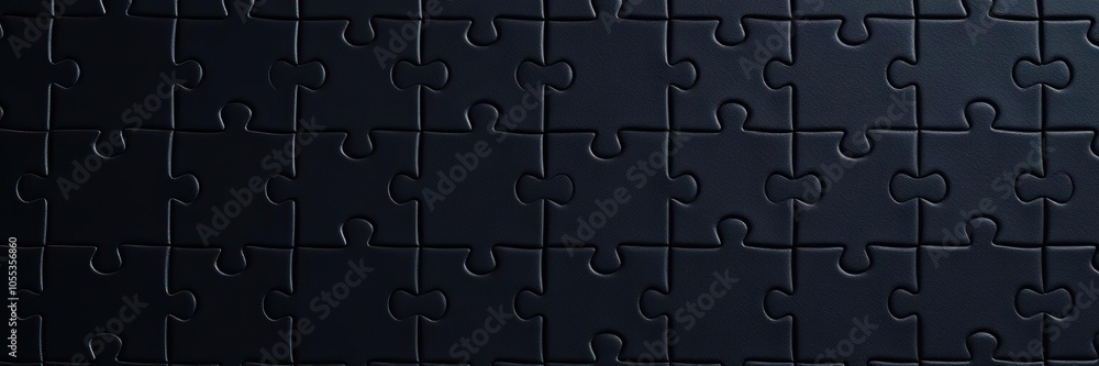 intricate jigsaw puzzle pieces forming a complete image on a dark black background, completion, strategy intricate jigsaw puzzle pieces forming a complete image on a dark black background, completion, strategy