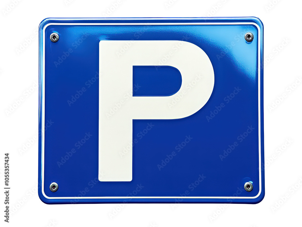 Blue parking sign with white letter Blue parking sign with white letter