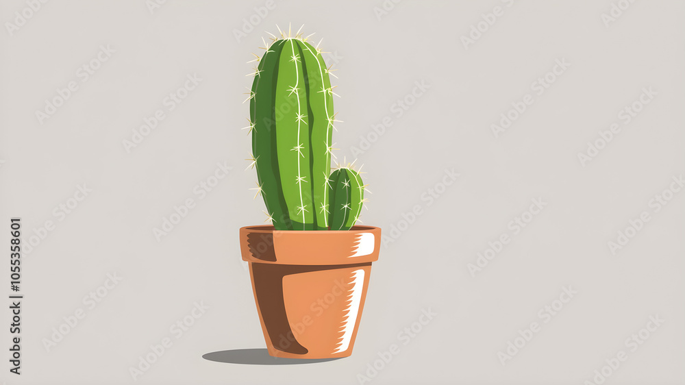 Simple cactus in a pot illustration. Generative AI Simple cactus in a pot illustration. Generative AI